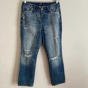 Hollister High Rise Vintage Straight Leg Cropped Jeans Size 9 29x27 Ankle Length